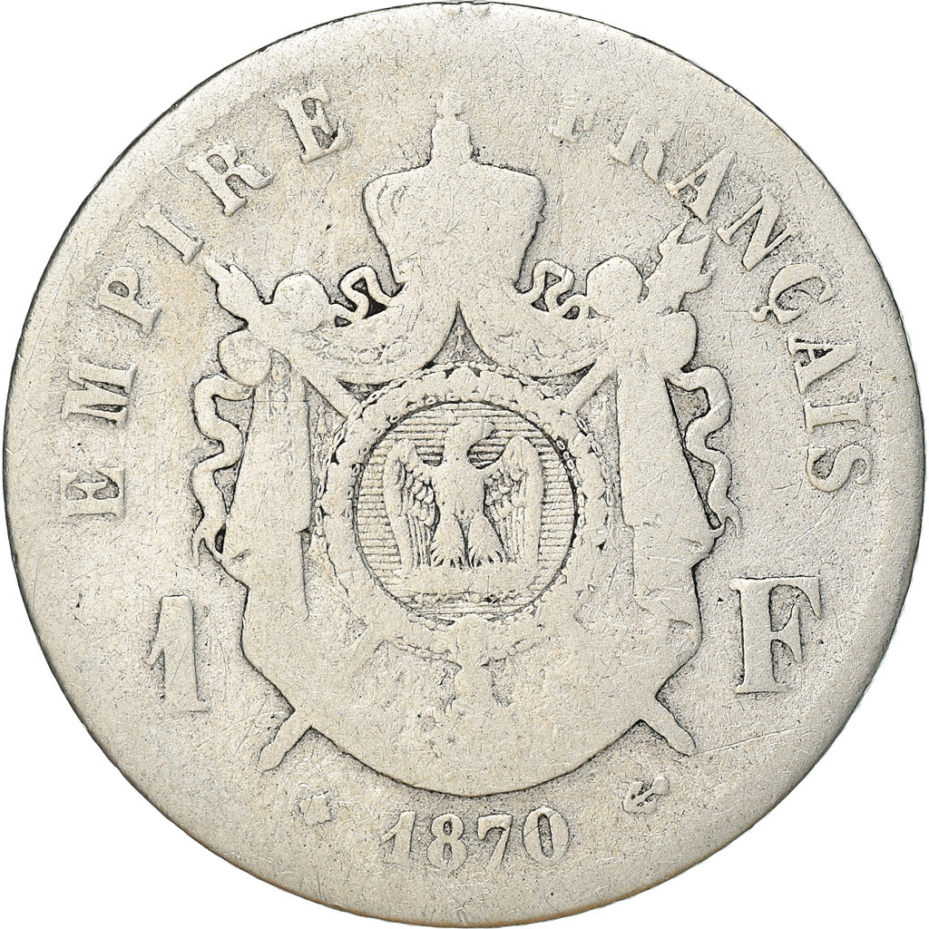 Coin, France, Napoleon III, Napoléon III, Franc, 1870, Strasbourg, F(12-15)