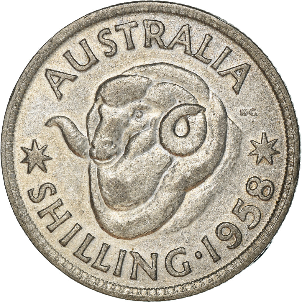 Coin, Australia, Elizabeth II, Shilling, 1958, Melbourne, EF(40-45), Silver