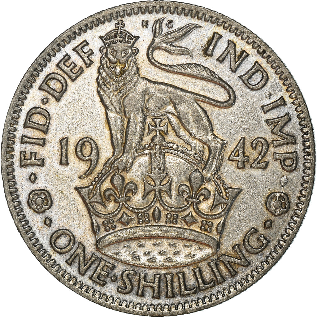Coin, Great Britain, George VI, Shilling, 1942, AU(50-53), Silver, KM:854