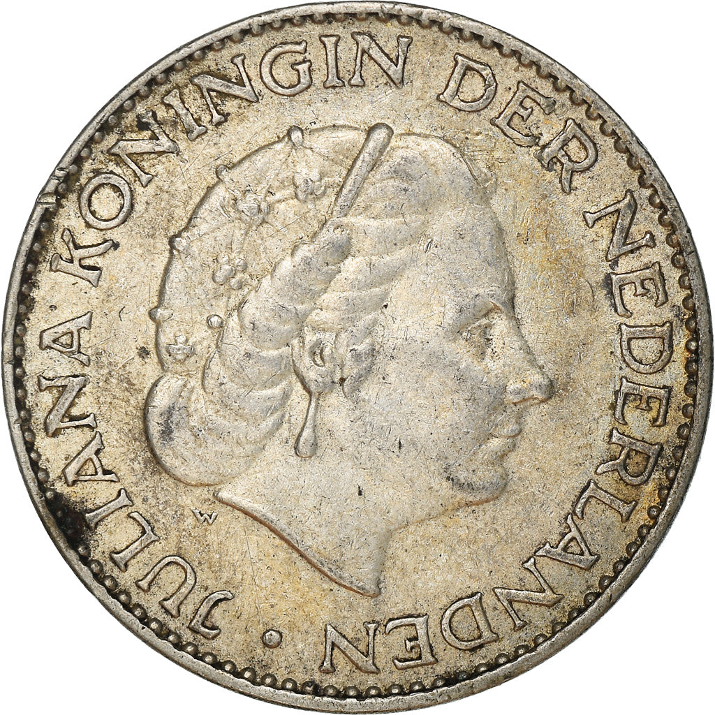 Coin, Netherlands, Juliana, Gulden, 1955, VF(30-35), Silver, KM:184