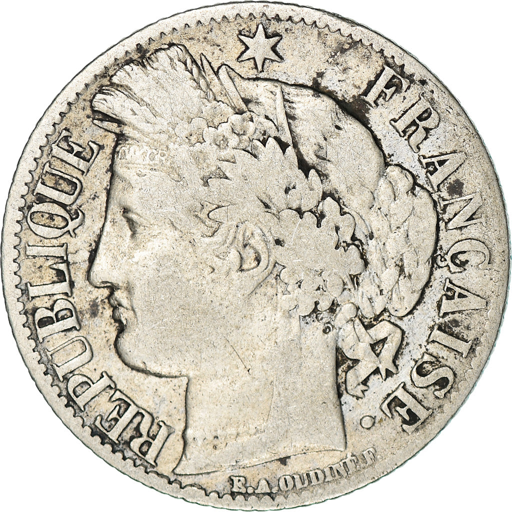 Monnaie, France, Cérès, Franc, 1871, Bordeaux, TB, Argent, Gadoury:465
