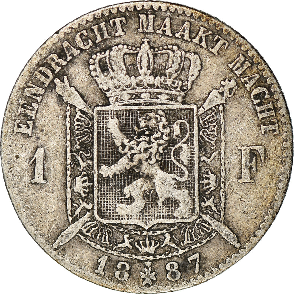 Coin, Belgium, Leopold II, Franc, 1887, VF(30-35), Silver, KM:29.1