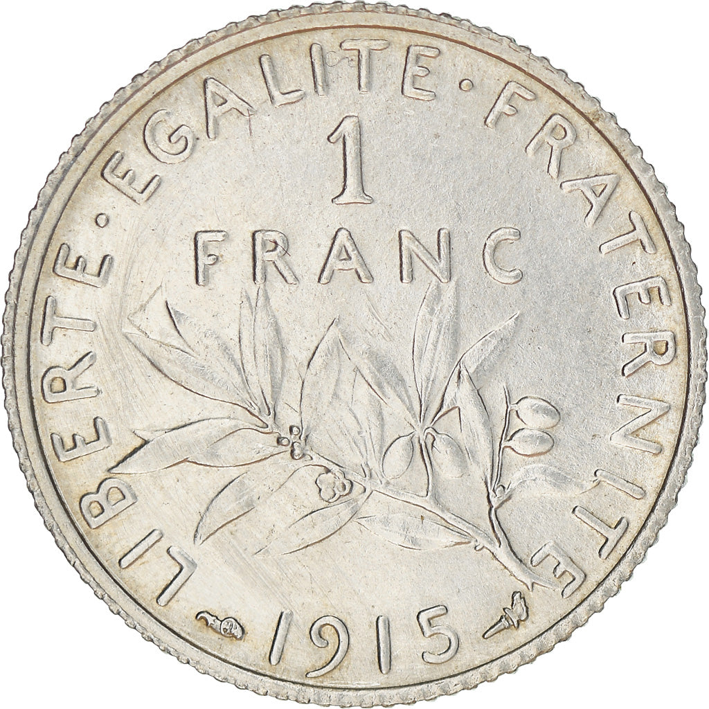 Coin, France, Semeuse, Franc, 1915, Paris, AU(55-58), Silver, KM:844.1
