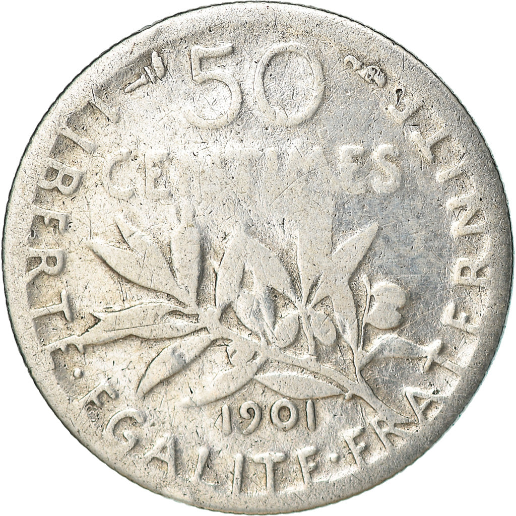 Monnaie, France, Semeuse, 50 Centimes, 1901, Paris, TB, Argent, Gadoury:467