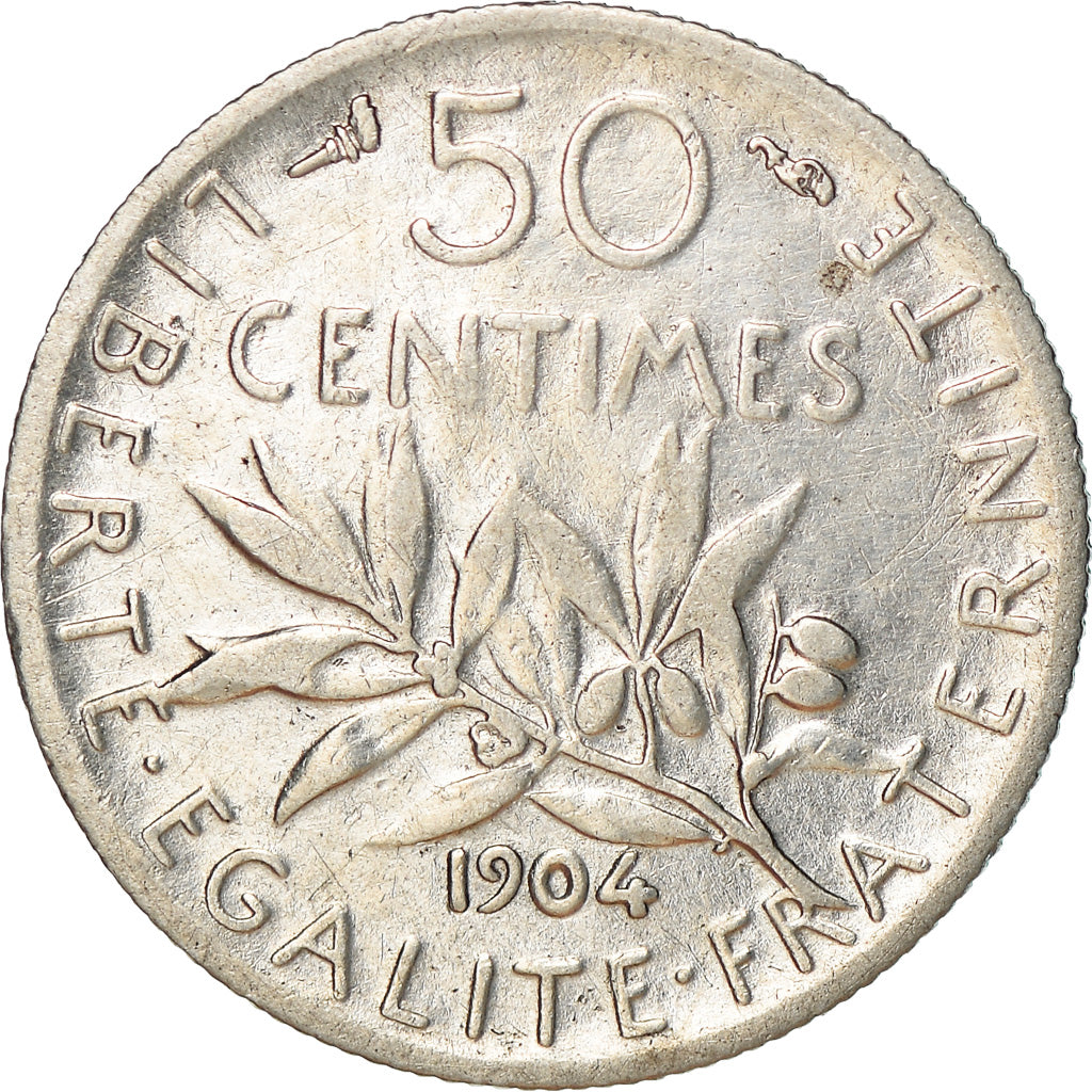 Monnaie, France, Semeuse, 50 Centimes, 1904, Paris, TB+, Argent, Gadoury:420
