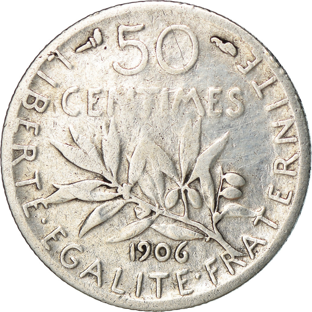 Monnaie, France, Semeuse, 50 Centimes, 1906, Paris, TB, Argent, Gadoury:420