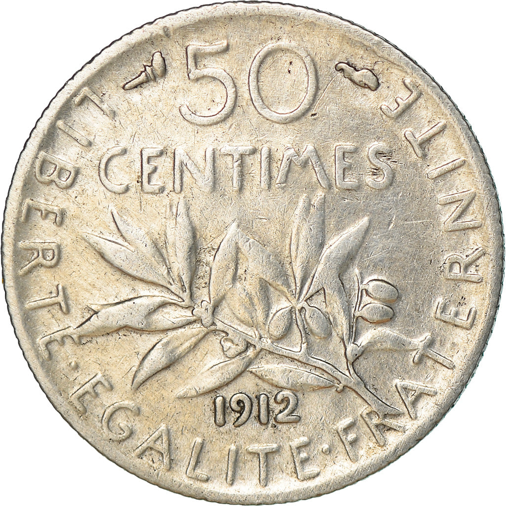 Coin, France, Semeuse, 50 Centimes, 1912, Paris, EF(40-45), Silver, KM:854