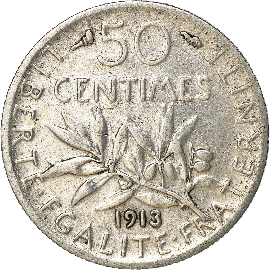 Monnaie, France, Semeuse, 50 Centimes, 1913, Paris, TTB, Argent, Gadoury:420
