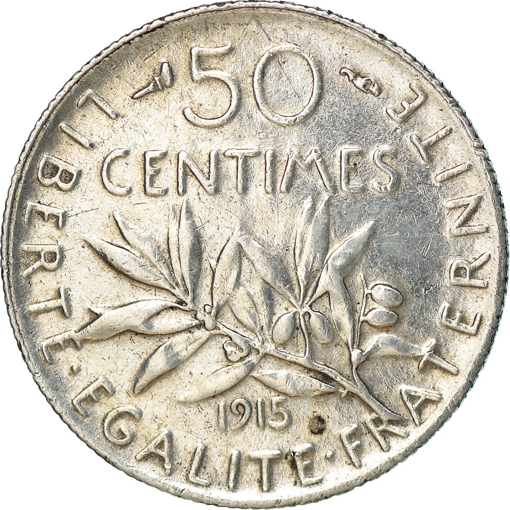 Monnaie, France, Semeuse, 50 Centimes, 1915, Paris, SUP, Argent, Gadoury:420