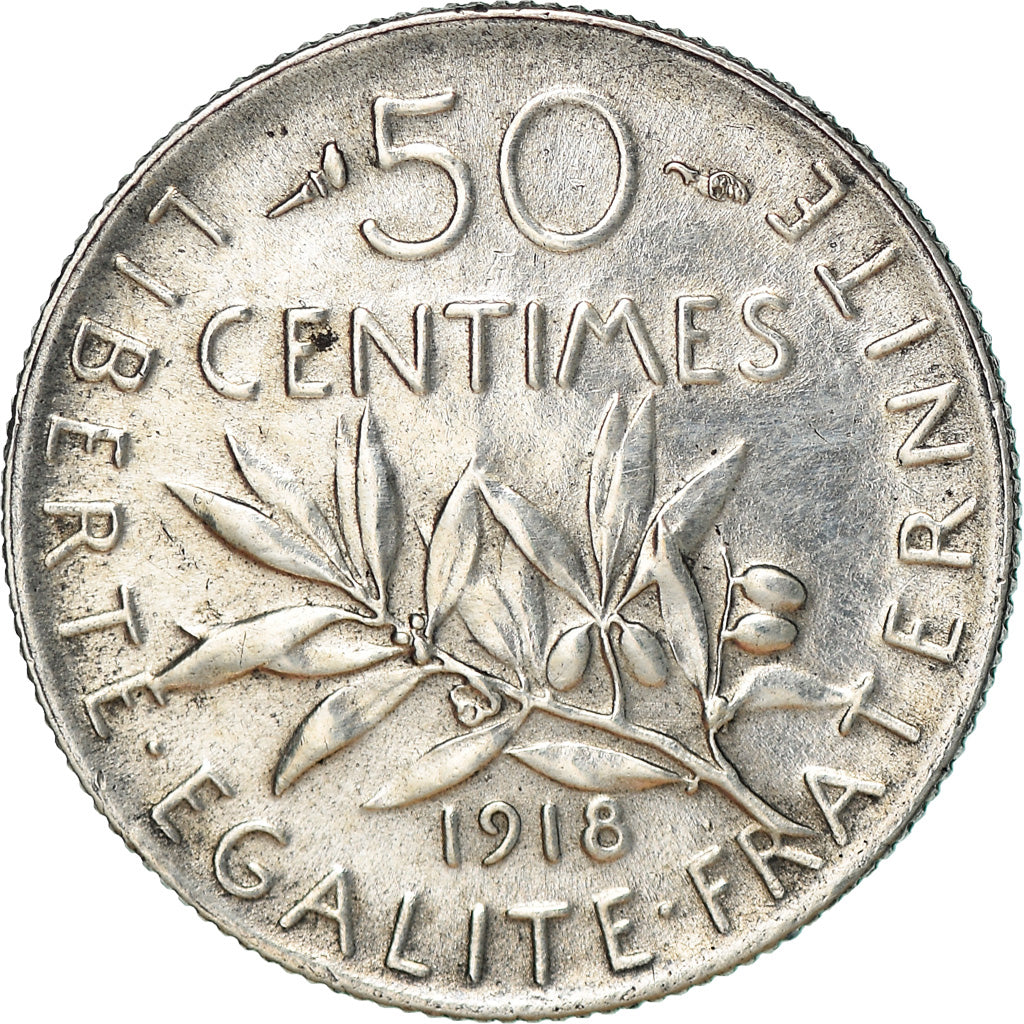 Monnaie, France, Semeuse, 50 Centimes, 1918, Paris, SUP+, Argent, KM:854