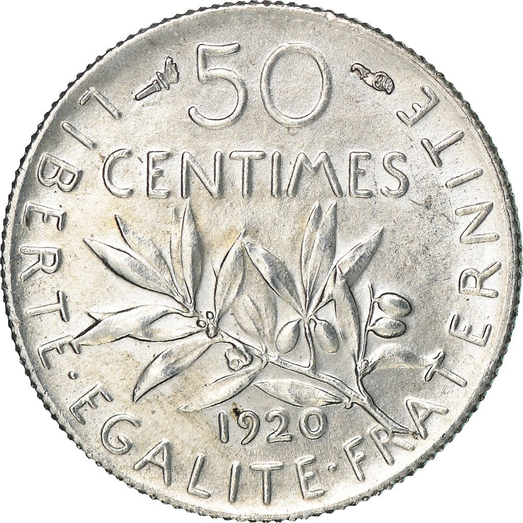 Coin, France, Semeuse, 50 Centimes, 1919, Paris, MS(60-62), Silver, KM:854