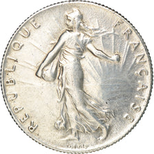 Moeda, França, Semeuse, 50 Centimes, 1919, Paris, MS(63), Prata, KM:854