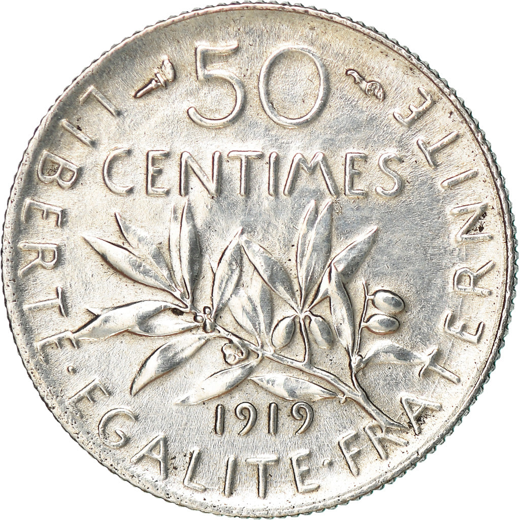 Coin, France, Semeuse, 50 Centimes, 1919, Paris, MS(63), Silver, KM:854