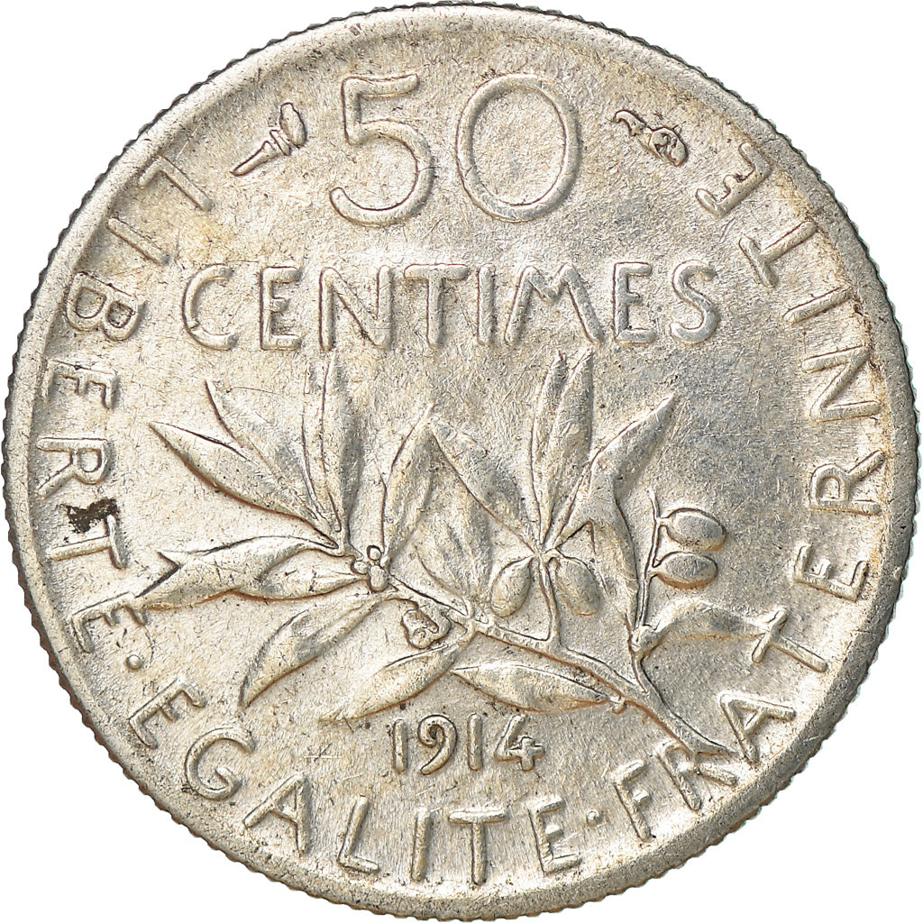 Coin, France, Semeuse, 50 Centimes, 1914, Paris, EF(40-45), Silver, KM:854
