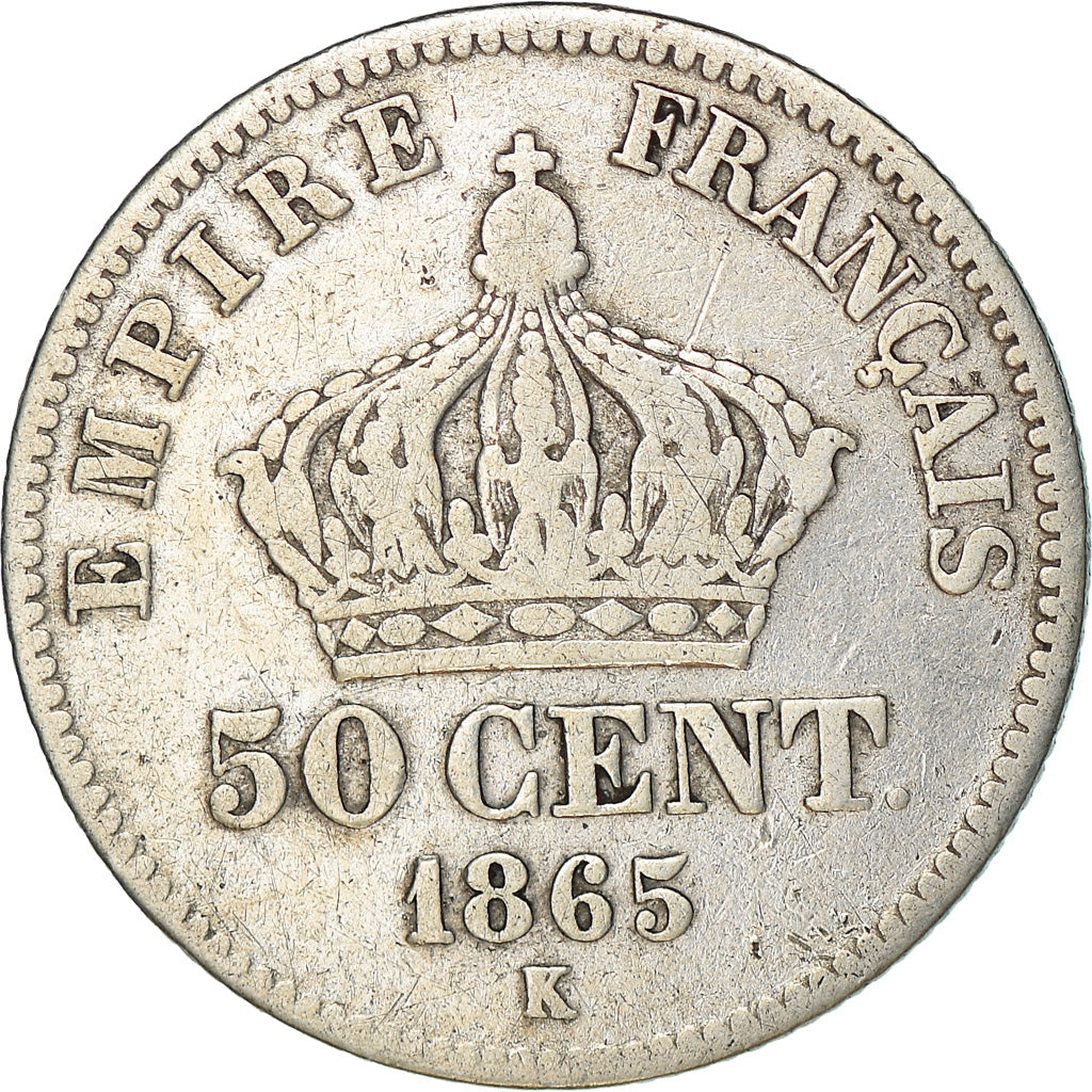 Coin, France, Napoleon III, Napoléon III, 50 Centimes, 1865, Bordeaux