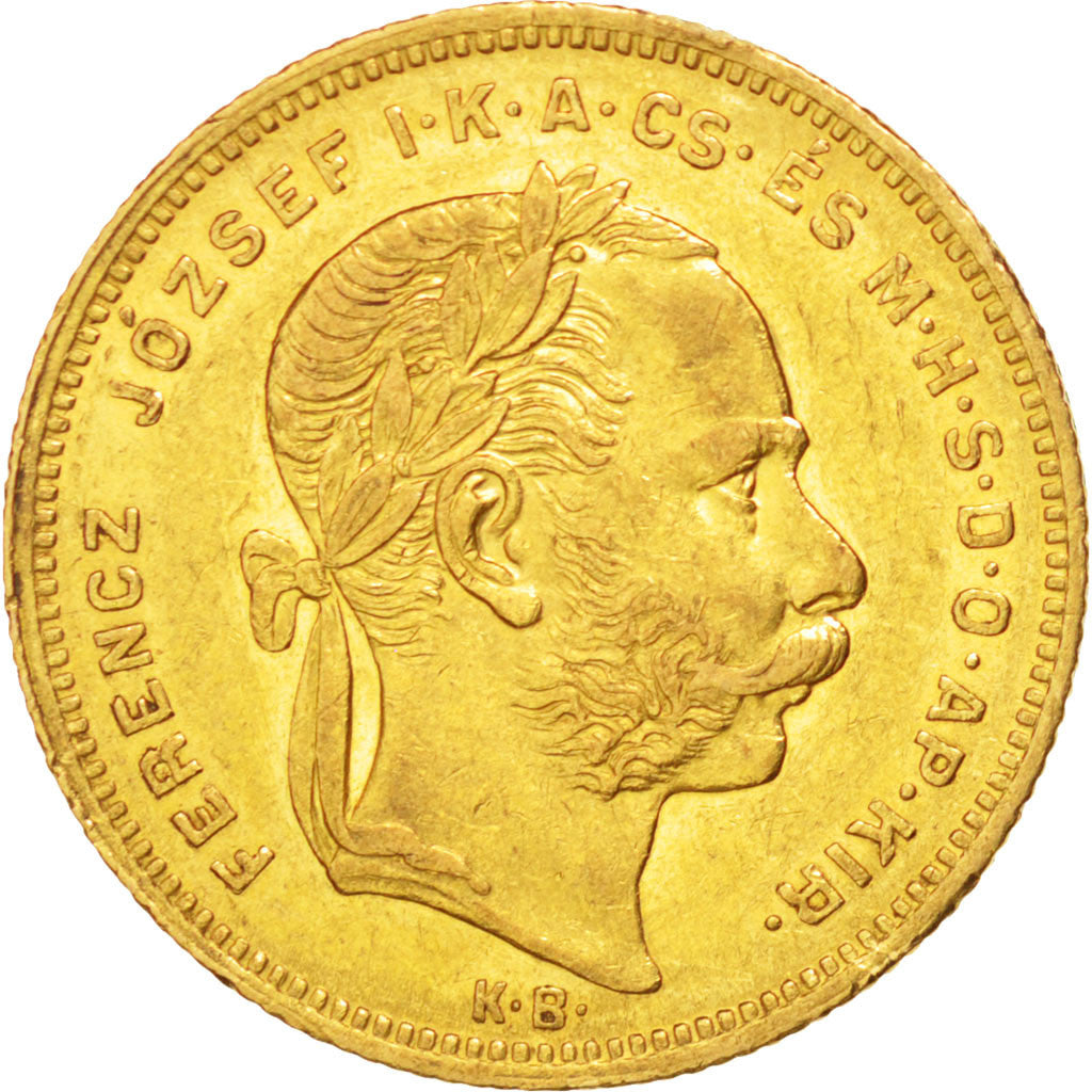 Ungheria, Franz Joseph I, 8 Forint 20 Francs, 1873, Kremnitz, BB+, Oro, KM:455.1