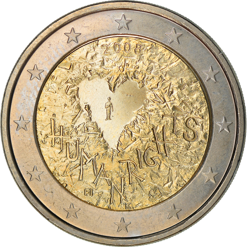 Finland, 2 Euro, Human Rights, 2008, Vantaa, MS(63), Bi-Metallic, KM:143