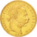 HUNGARY, 8 Forint 20 Francs, 1880, Kremnitz, KM #455.1, AU(55-58), Gold, 6.44