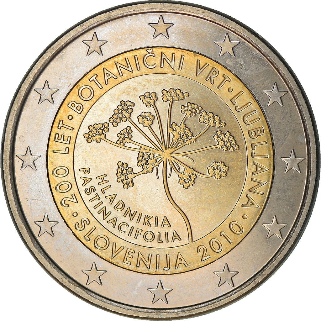 Slovénie, 2 Euro, Ljubljana Botanical Gardens, 200th Anniversary, 2010, SUP