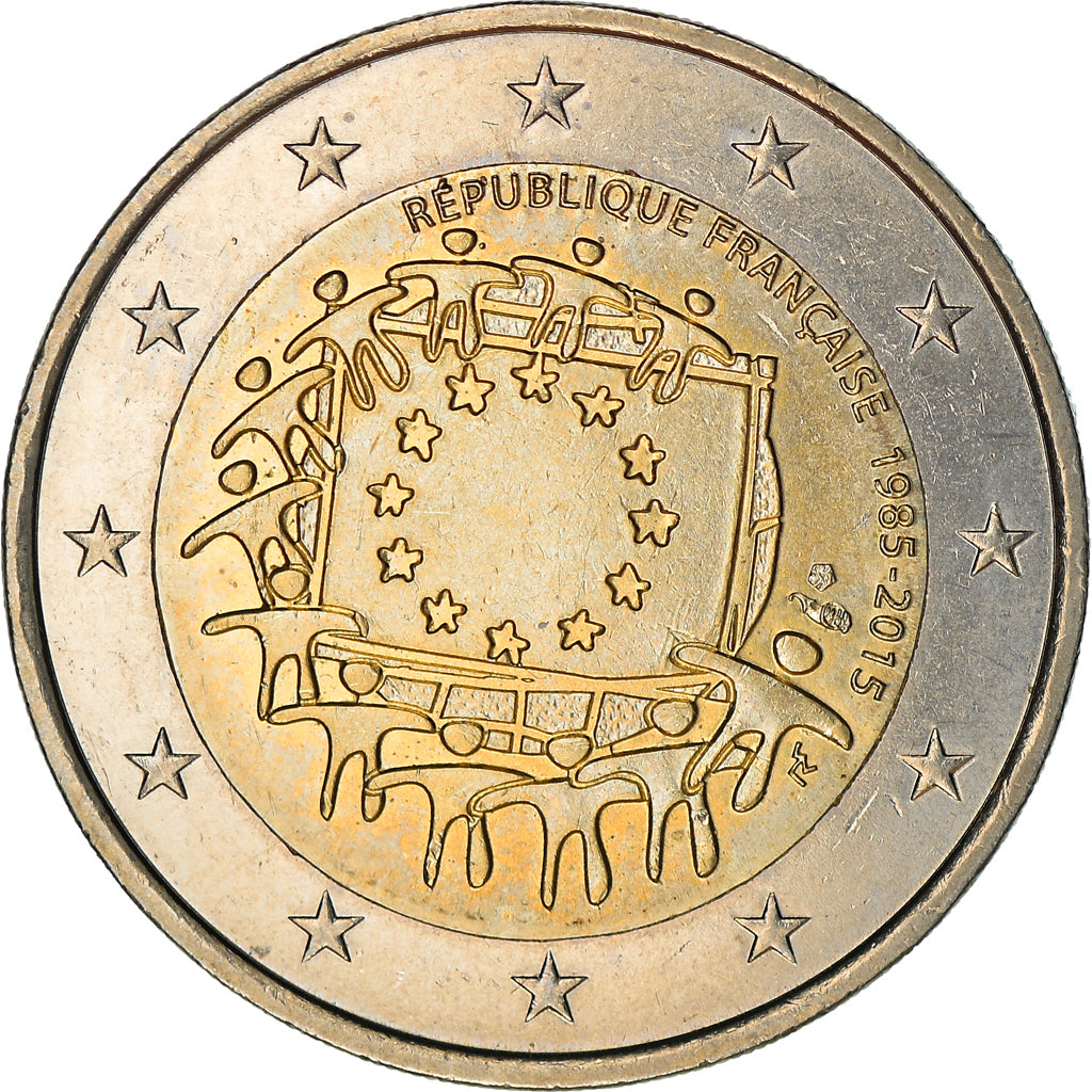 France, 2 Euro, 2015, 30 ans   Drapeau européen, MS(63), Bi-Metallic, KM:New