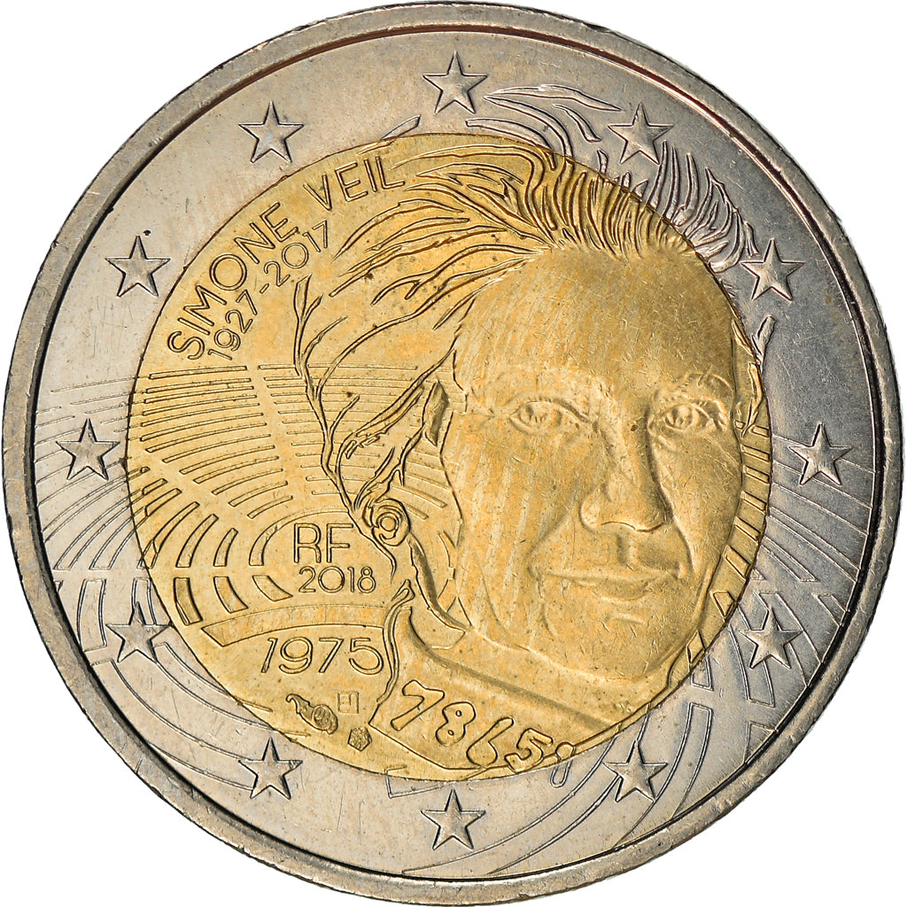 France, 2 Euro, Simone Veil, 2018, MS(63), Bi-Metallic