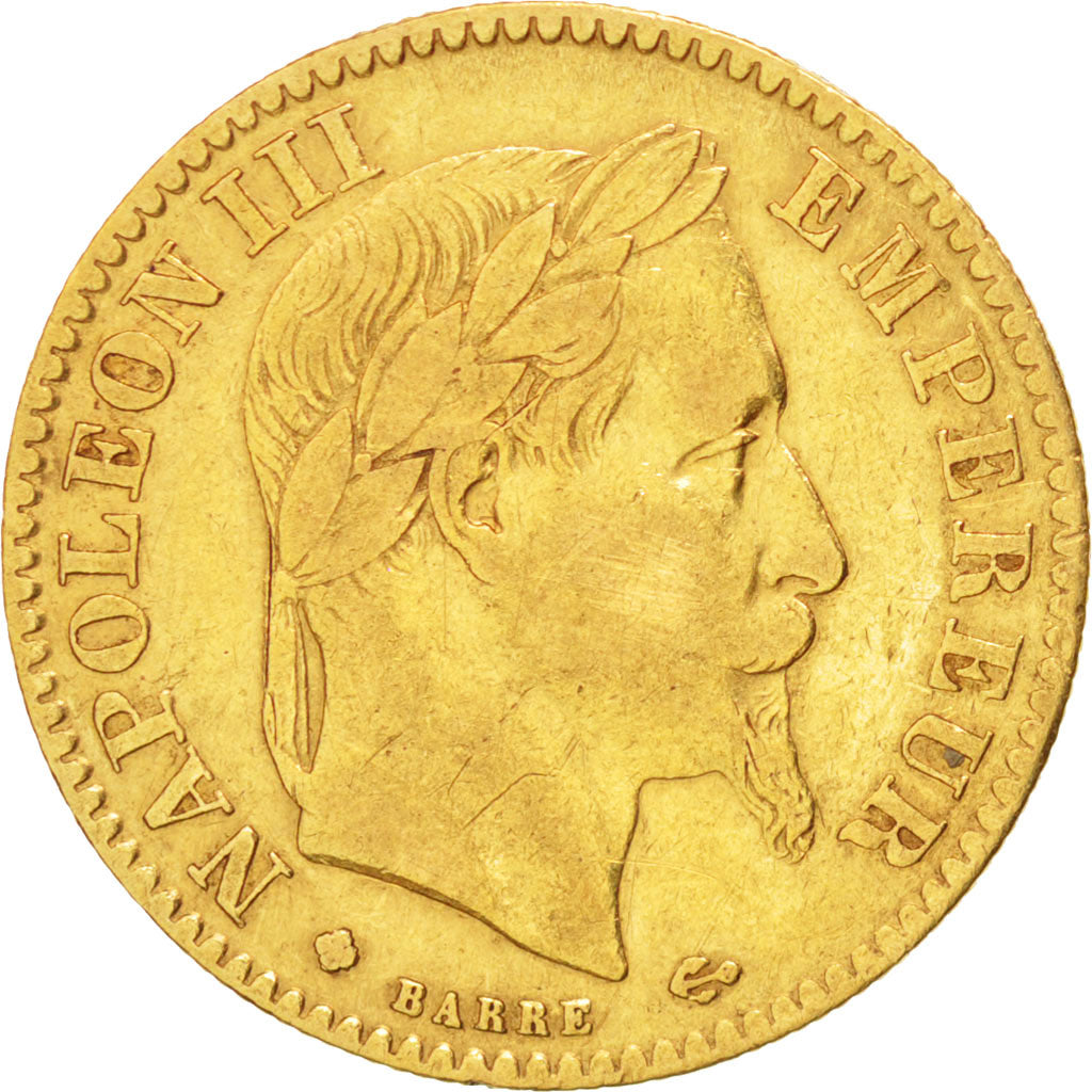 Second Empire, 10 Francs or Napoléon III tête laurée, 1865 BB, Strasbourg, Gadou