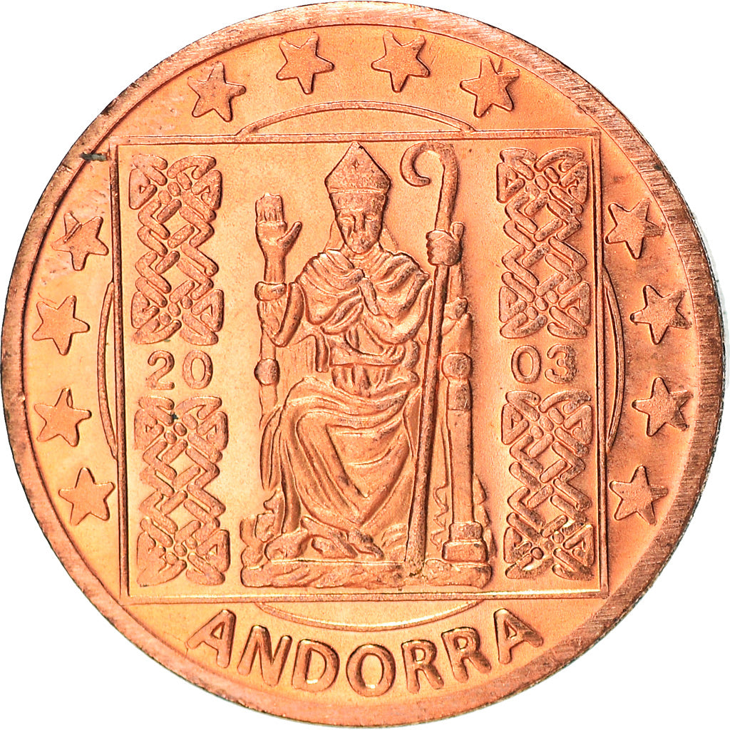 Andorra, Fantasy euro patterns, Euro Cent, 2003, MS(65-70), Copper Plated Steel