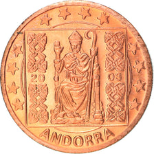Andorra, Fantasy euro patterns, Euro Cent, 2003, MS(65-70), Copper Plated Steel