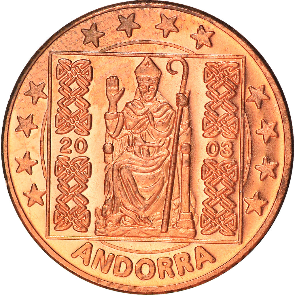 Andorra, Fantasy euro patterns, 2 Euro Cent, 2003, FDC, Acciaio placcato rame