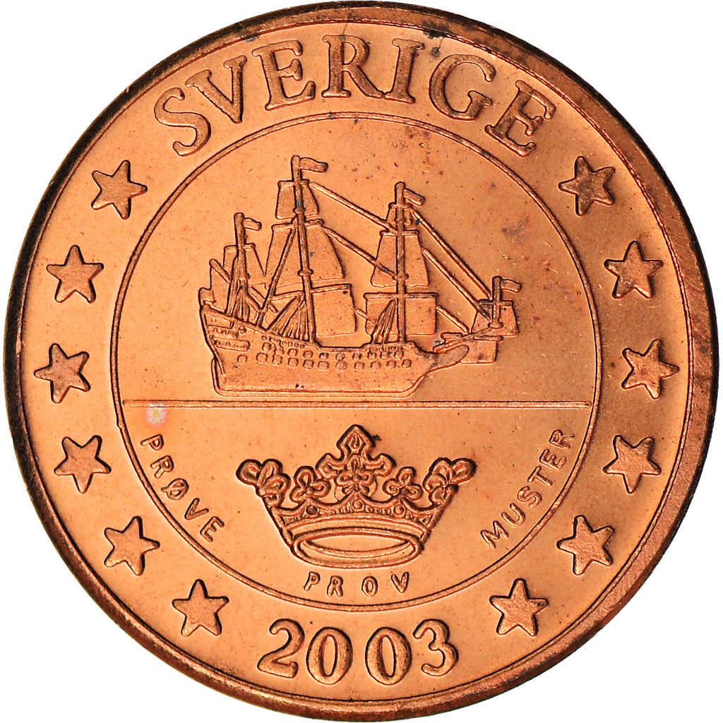 Moneta, Svezia, 1 Cent, 2003, Proof, FDC, Rame