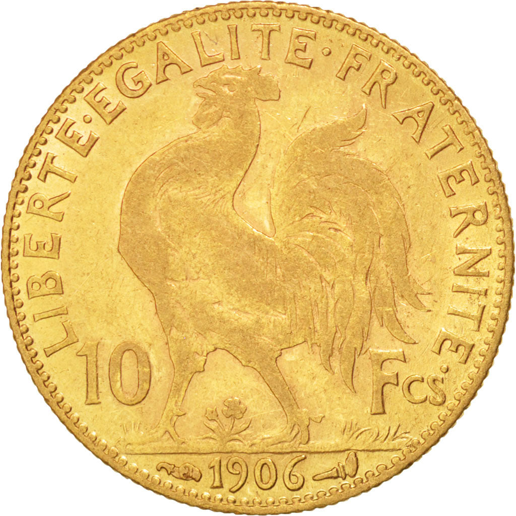 FRANCE, Marianne, 10 Francs, 1906, Paris, KM #846, VF(30-35), Gold, Gadoury...