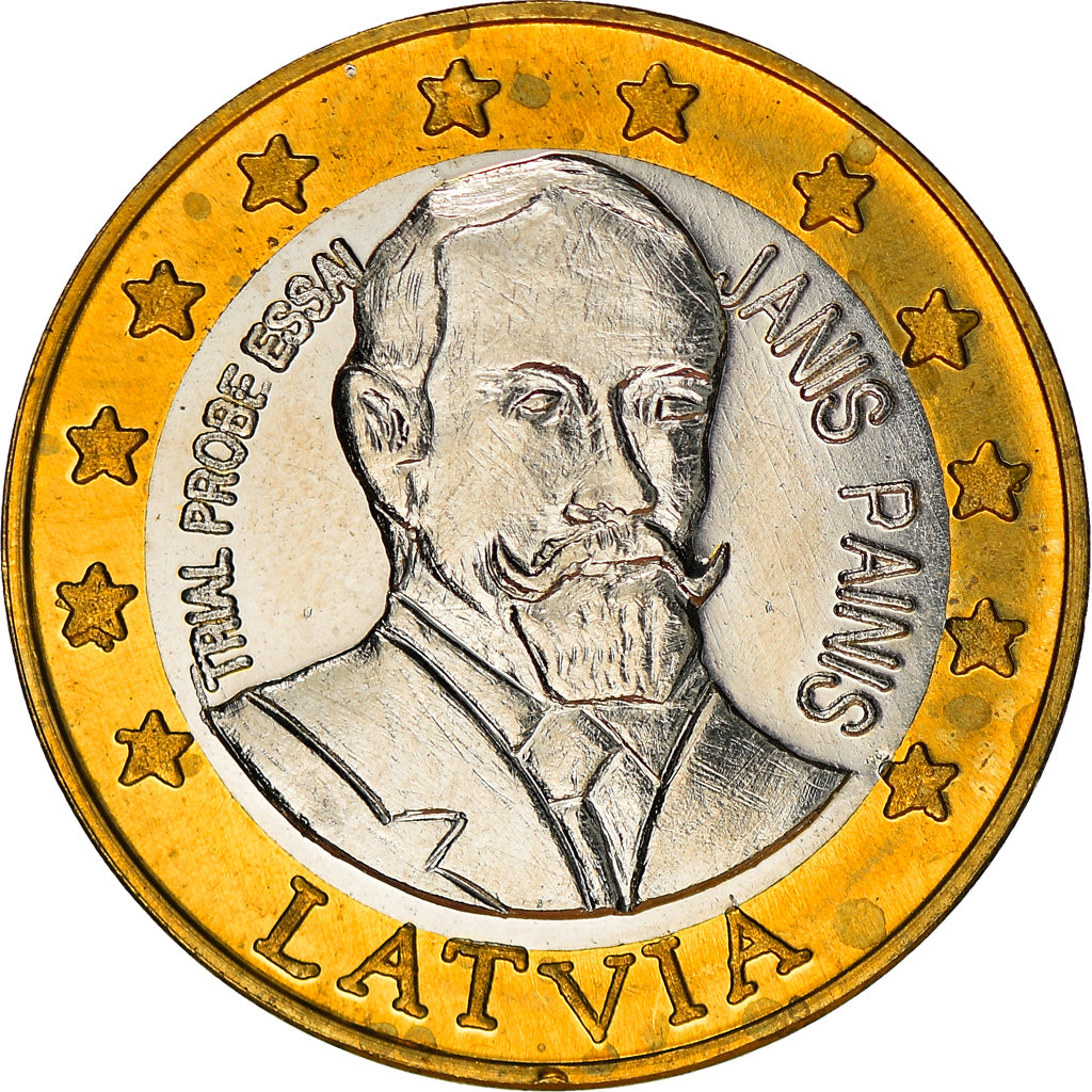 Latvia, Fantasy euro patterns, Euro, 2004, Proof, MS(65-70), Bi-Metallic