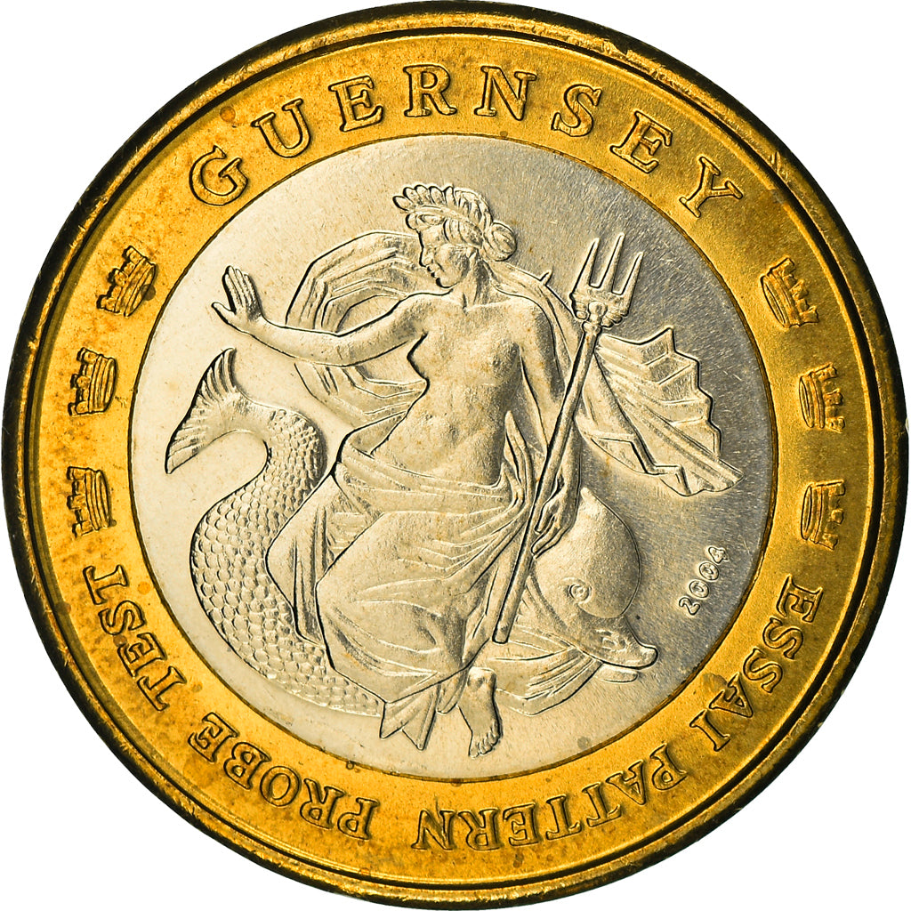 Coin, Guernsey, 1 Euro, 2004, Proof, MS(65-70), Bi-Metallic