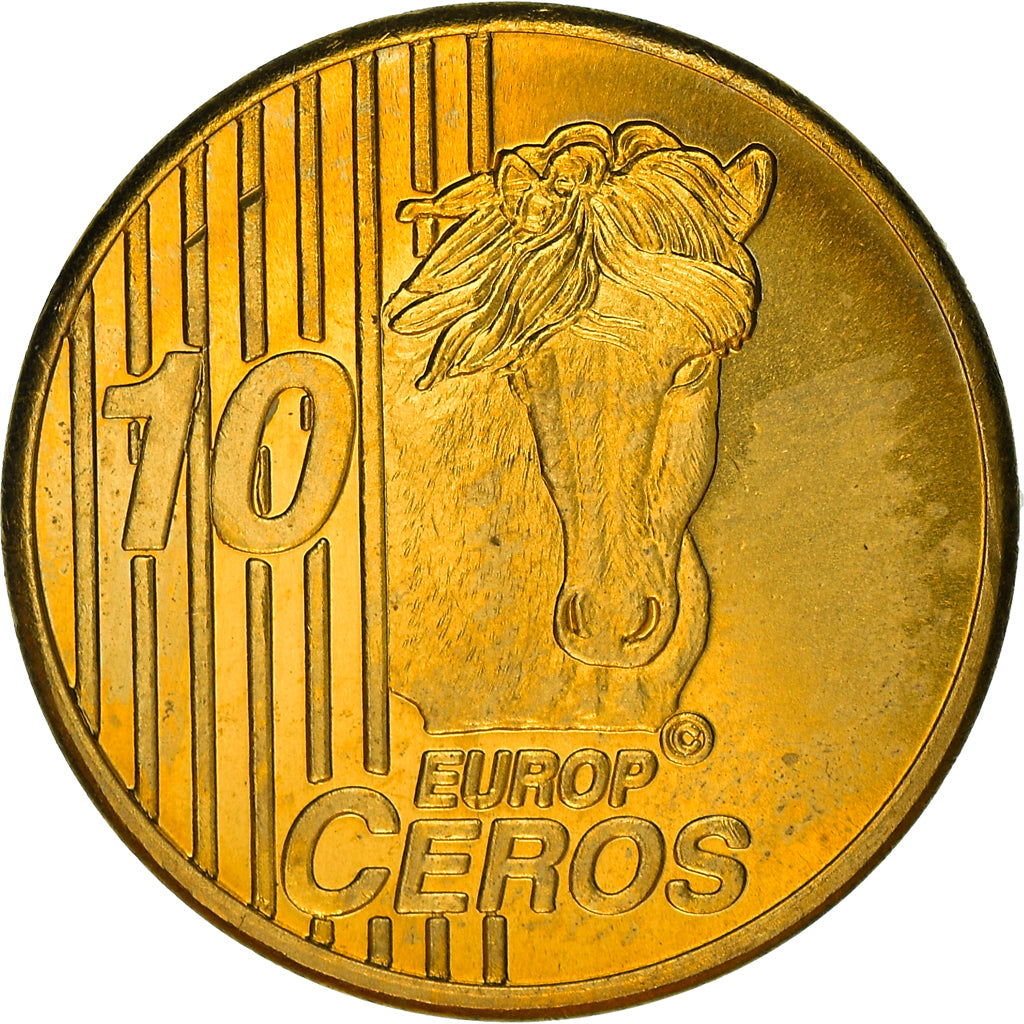 Iceland, Fantasy euro patterns, 10 Euro Cent, 2004, Proof, MS(65-70), Brass