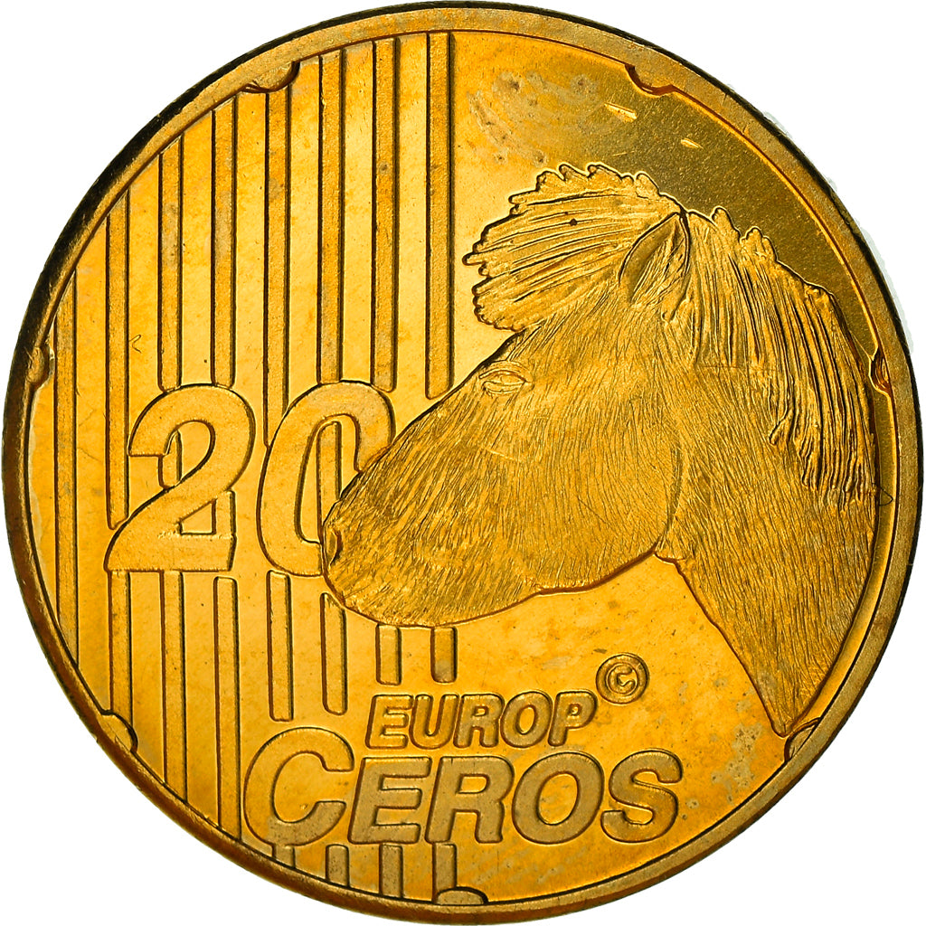 Iceland, Fantasy euro patterns, 20 Euro Cent, 2004, Proof, MS(65-70), Brass