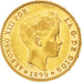 SPAIN, 20 Pesetas, 1899, Madrid, KM #709, AU(50-53), Gold, 6.44