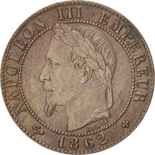 FRANCE, Napoléon III, Centime, 1862, Strasbourg, KM #795.2, AU(50-53), Bronze, G