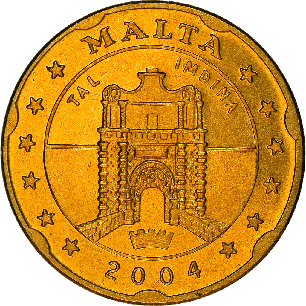 Coin, Malta, Fantasy euro patterns, 20 Cents, 2004, Proof, MS(65-70), Brass