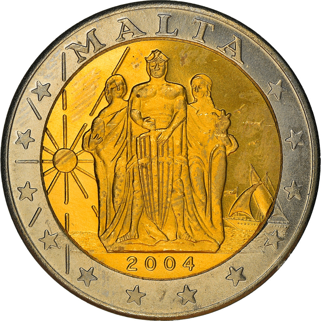 Moeda, Malta, Fantasy euro patterns, 2 Euro, 2004, Proof, MS(65-70), Bimetálico
