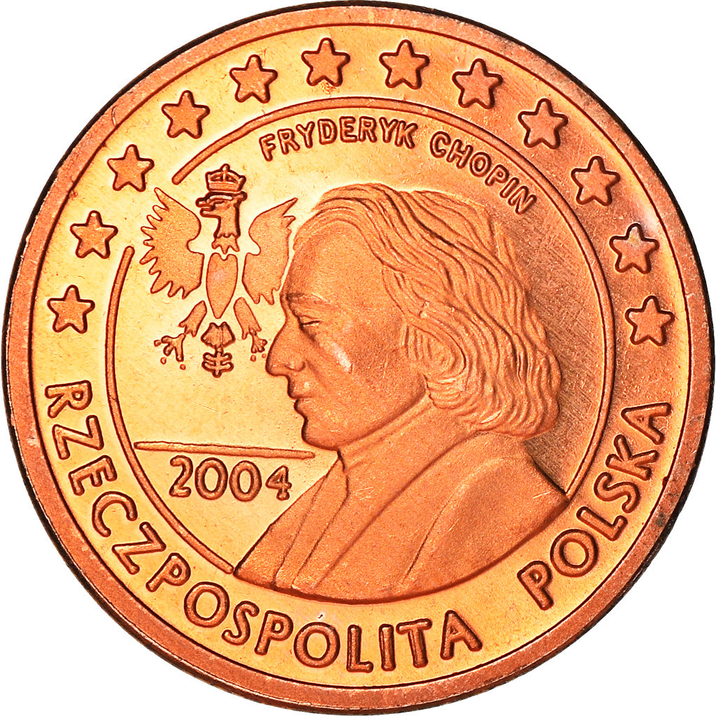 Polen, Fantasy euro patterns, 2 Euro Cent, Frédéric Chopin, 2004, Proof, STGL