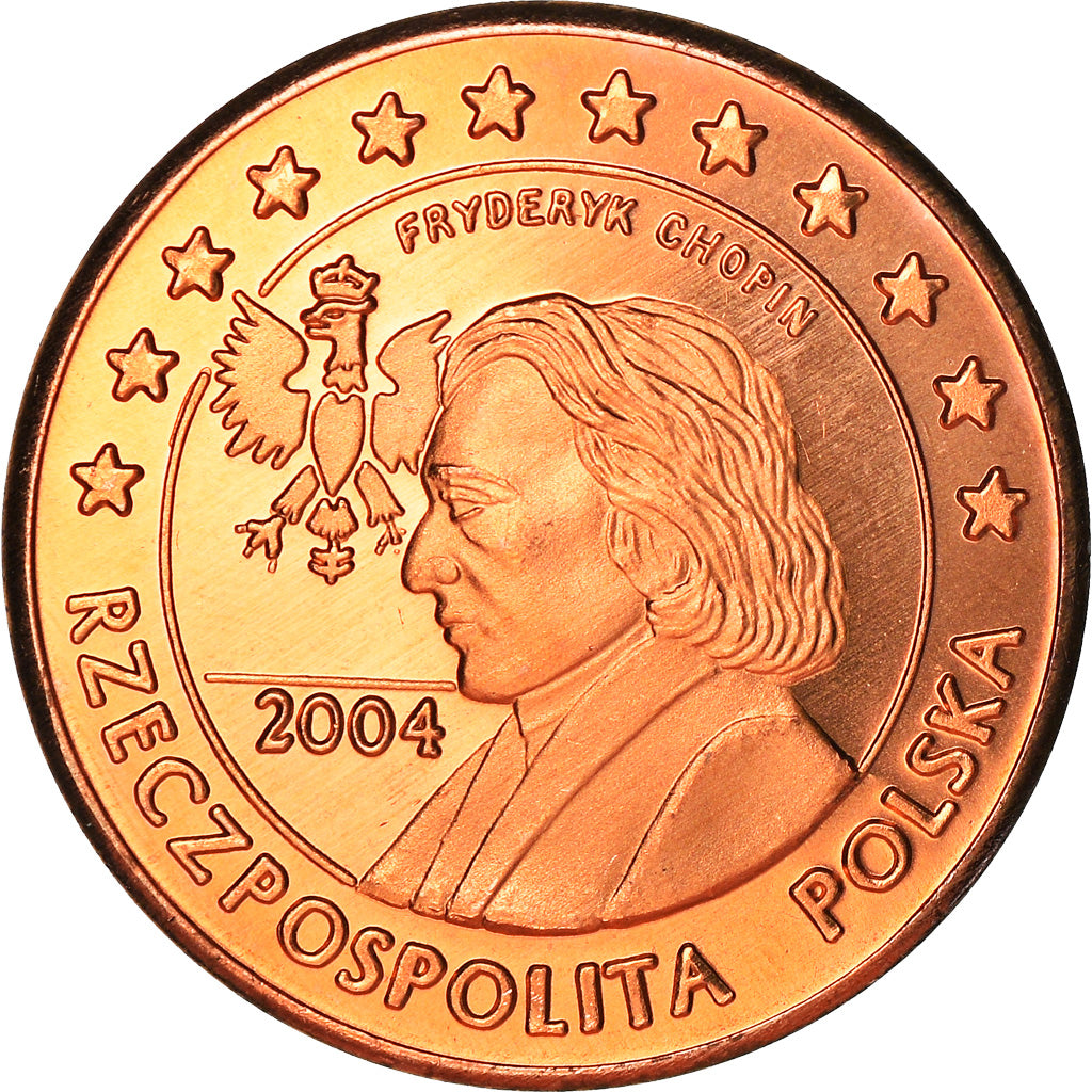 Polonia, Fantasy euro patterns, 5 Euro Cent, Frédéric Chopin, 2004, Proof