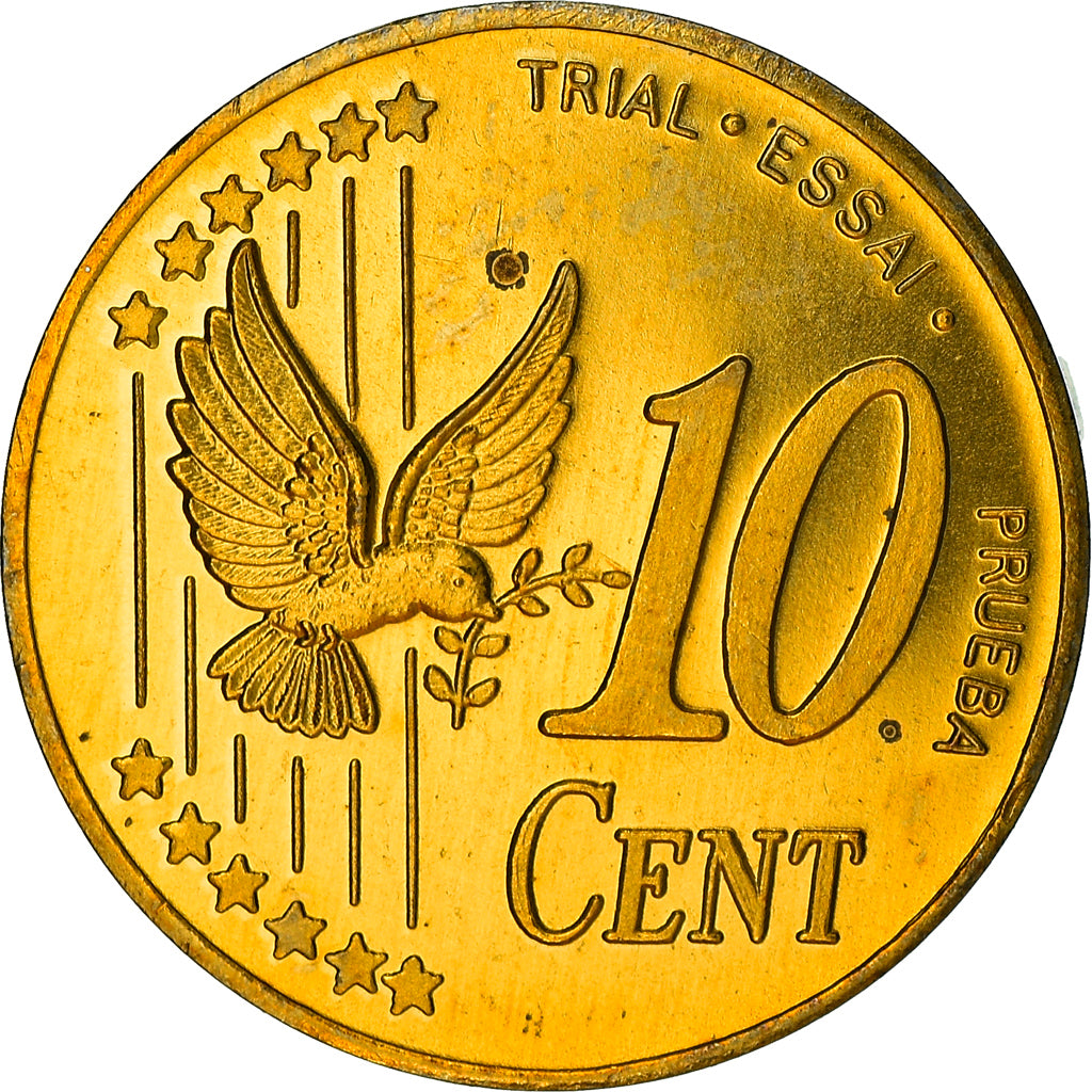 Denmark, Fantasy euro patterns, 10 Euro Cent, 2002, Proof, MS(65-70), Brass