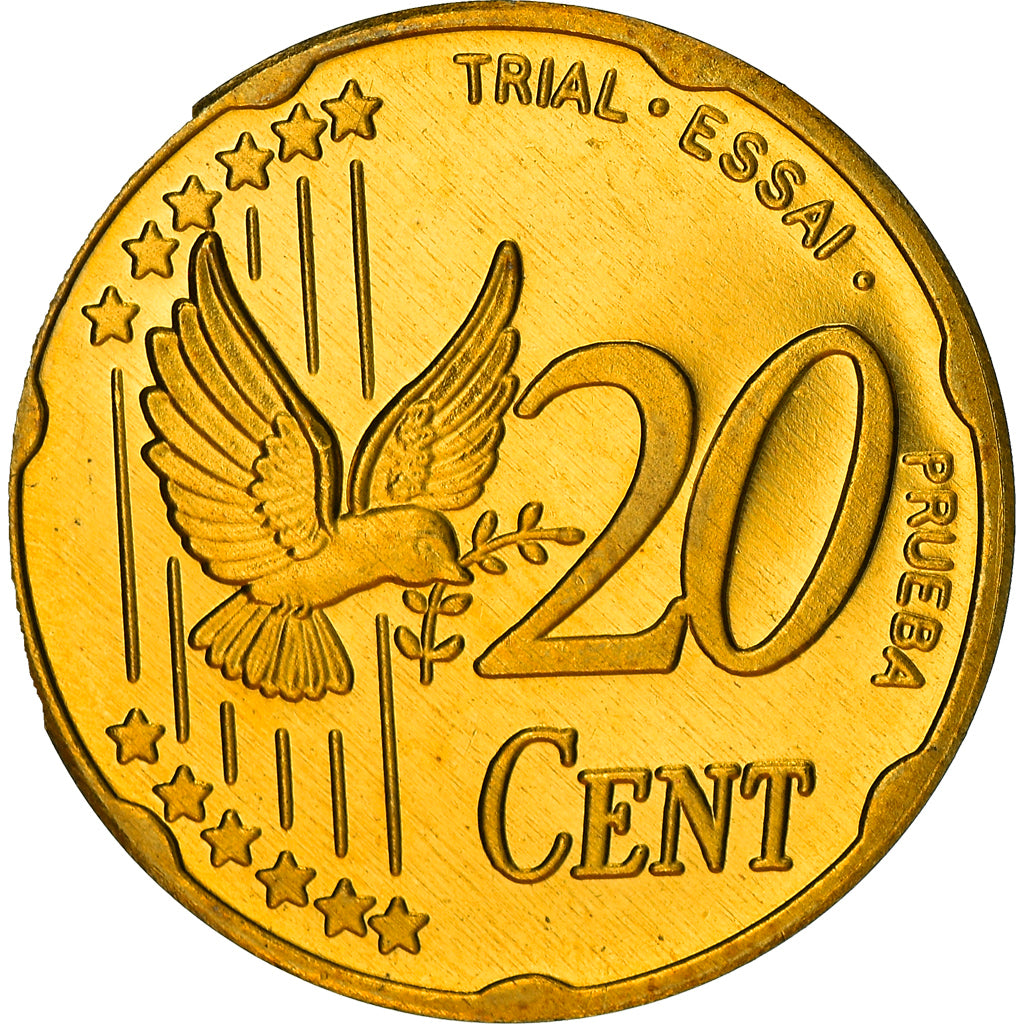 Denmark, Fantasy euro patterns, 20 Euro Cent, 2002, Proof, MS(65-70), Brass