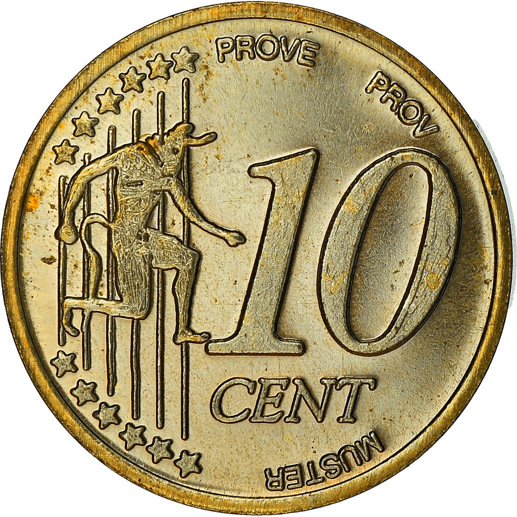 Crete, Fantasy euro patterns, 10 Euro Cent, 2004, Proof, MS(65-70), Brass