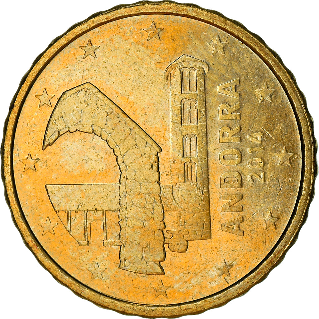 Andorra, 10 Euro Cent, 2014, UNZ, Messing, KM:523