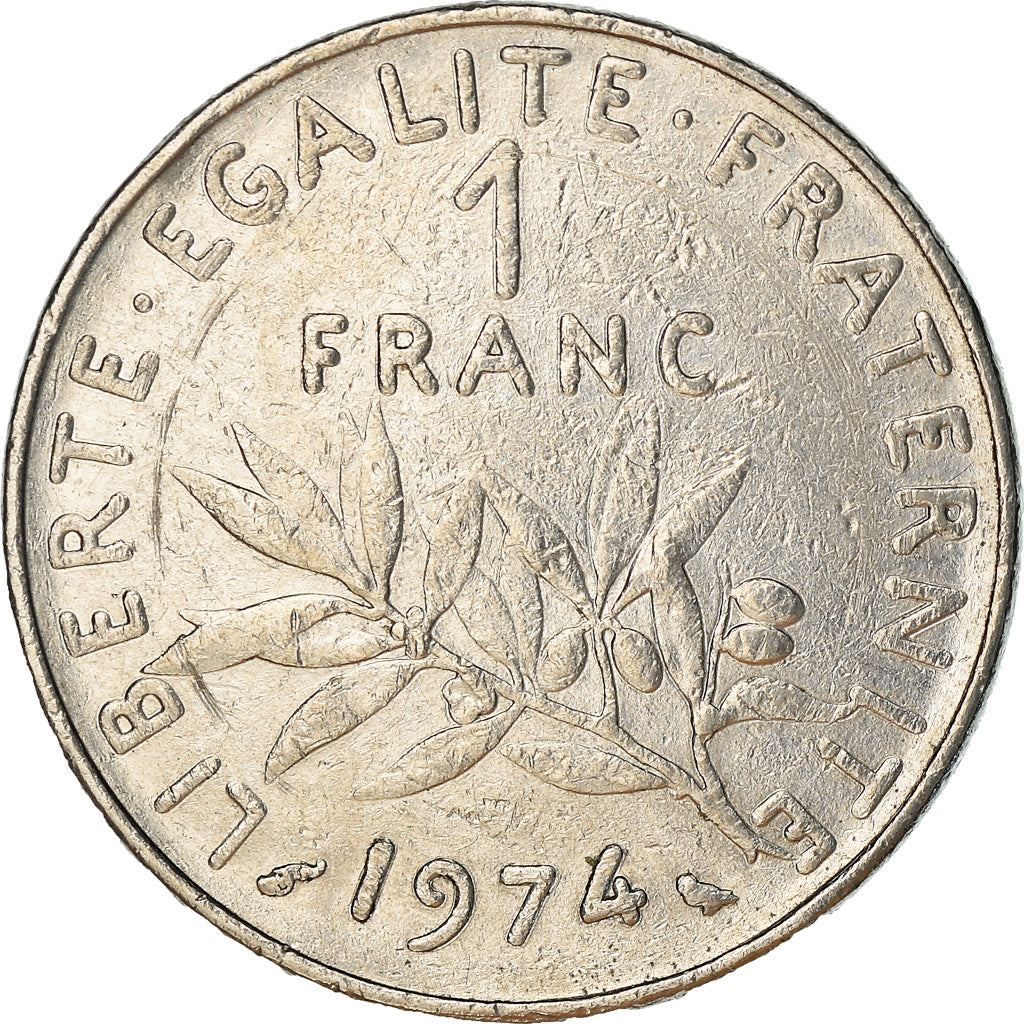 Moeda, França, Semeuse, Franc, 1974, Paris, AU(50-53), Níquel, KM:925.1