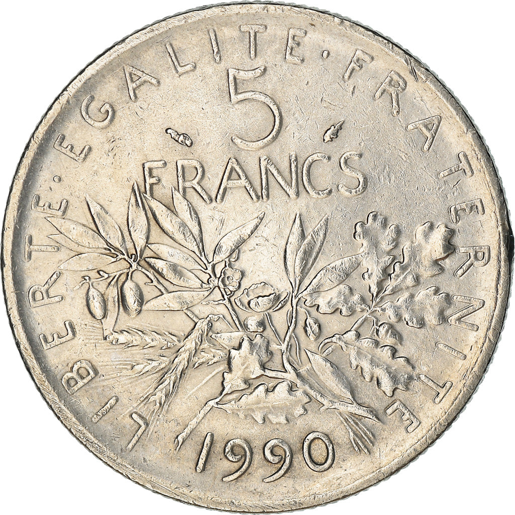 Coin, France, Semeuse, 5 Francs, 1990, Paris, AU(55-58), Nickel Clad