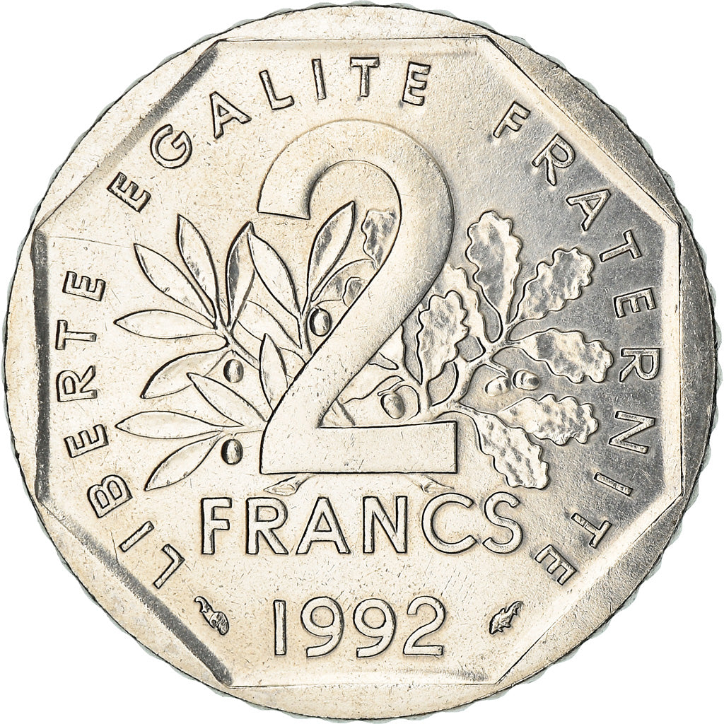 Munten, Frankrijk, Semeuse, 2 Francs, 1992, PR, Nickel, KM:942.1, Gadoury:547