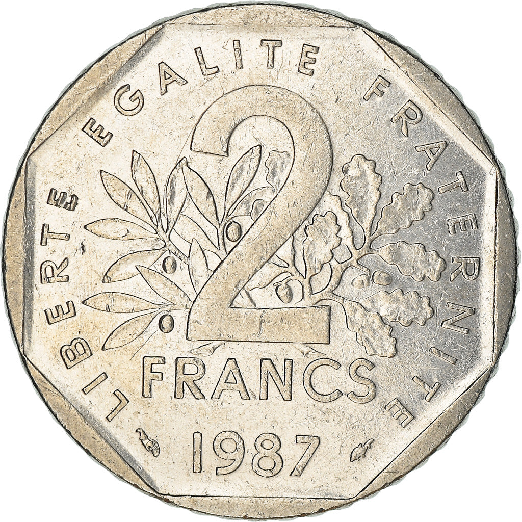 Moneta, Francia, Semeuse, 2 Francs, 1987, BB+, Nichel, KM:942.1, Gadoury:547