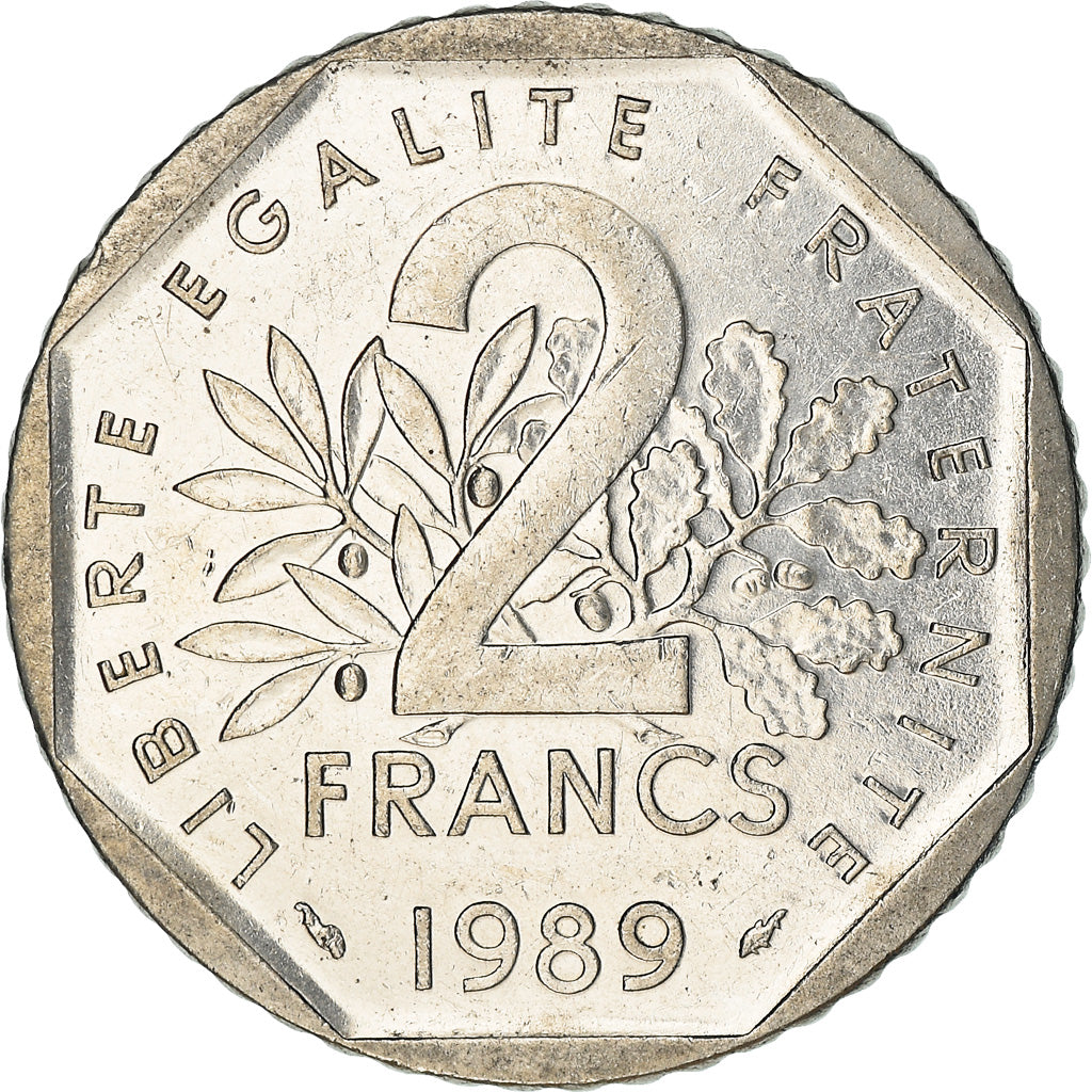 Münze, Frankreich, Semeuse, 2 Francs, 1989, VZ, Nickel, KM:942.1, Gadoury:547